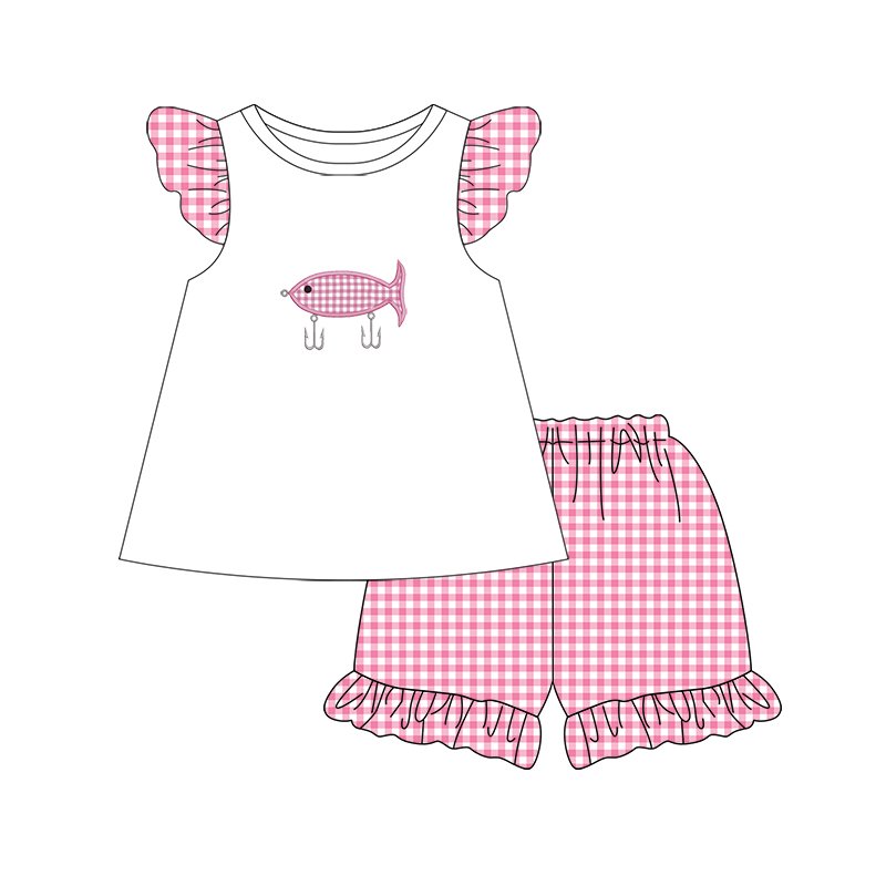 Boyis wholesale infants babys romper 100% cotton clothes fishhook applique casual wear