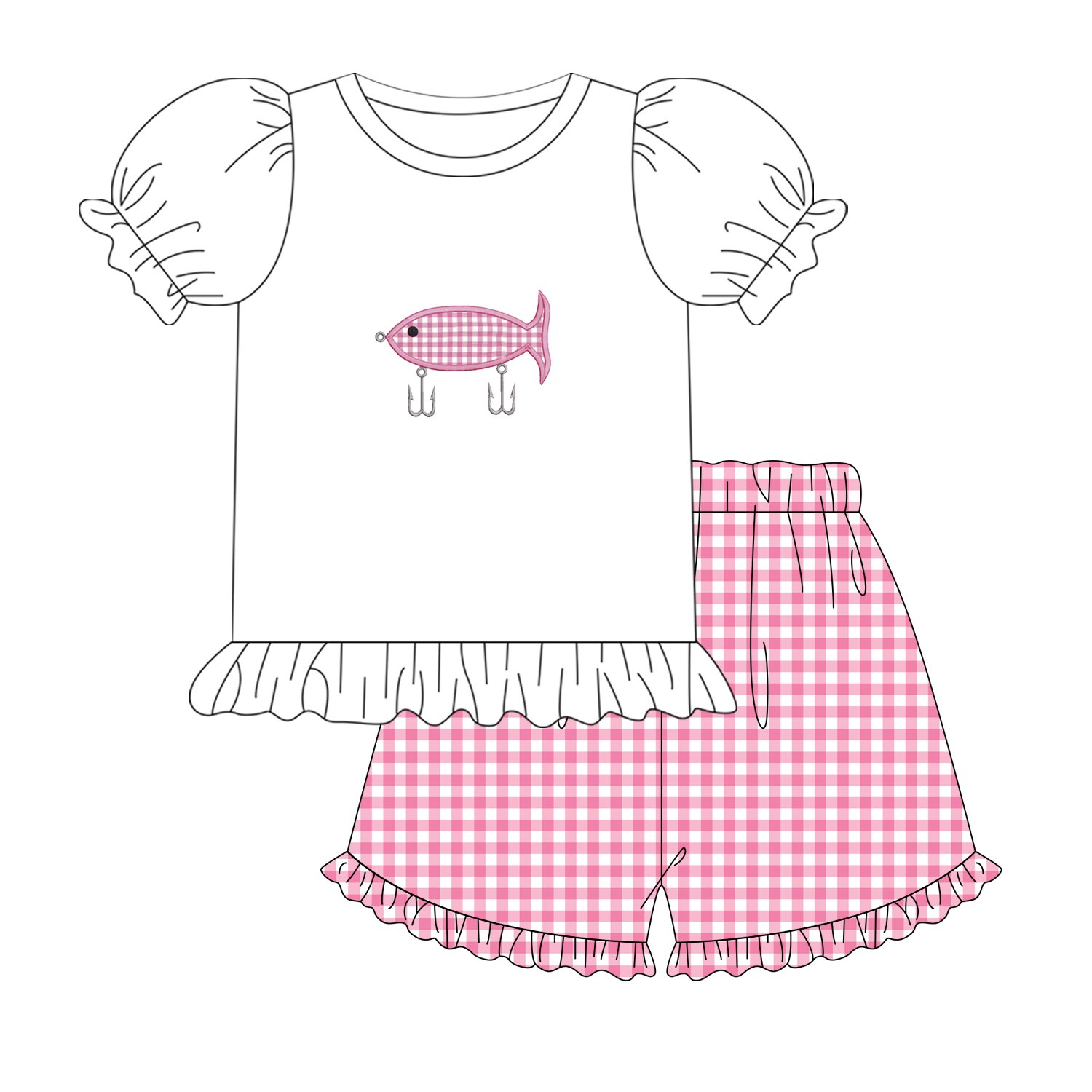 Boyis wholesale infants babys romper 100% cotton clothes fishhook applique casual wear