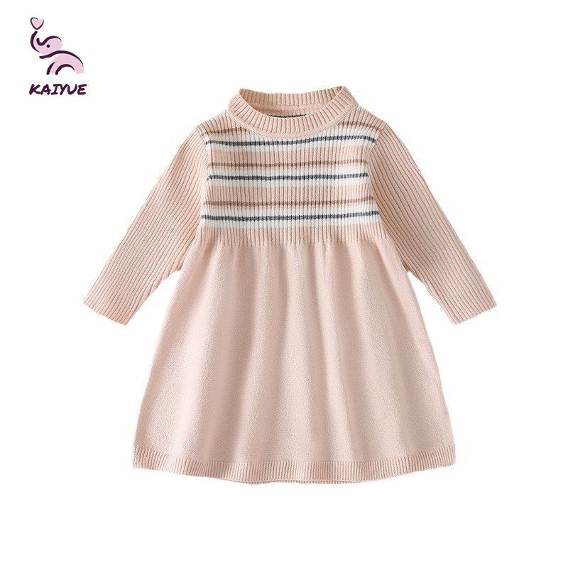 Autumn Warm Soft Knitted Dress for Girls Long Sleeve Baby Rompers Wholesale Daily Casual Clothing for Children