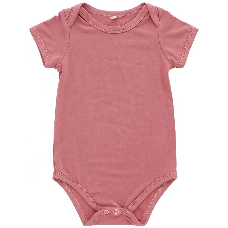 Wholesale cute new born baby clothes 95% bamboo 5% spandex soft knit short/long sleeves boutique Unisex plain baby romper