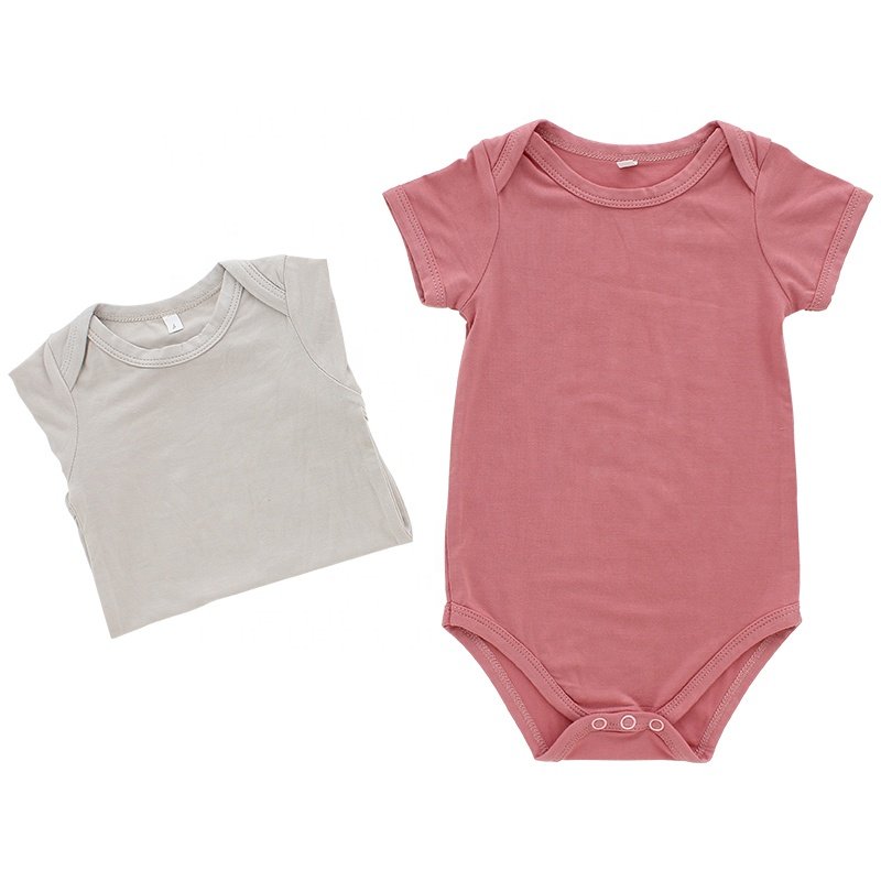Wholesale cute new born baby clothes 95% bamboo 5% spandex soft knit short/long sleeves boutique Unisex plain baby romper