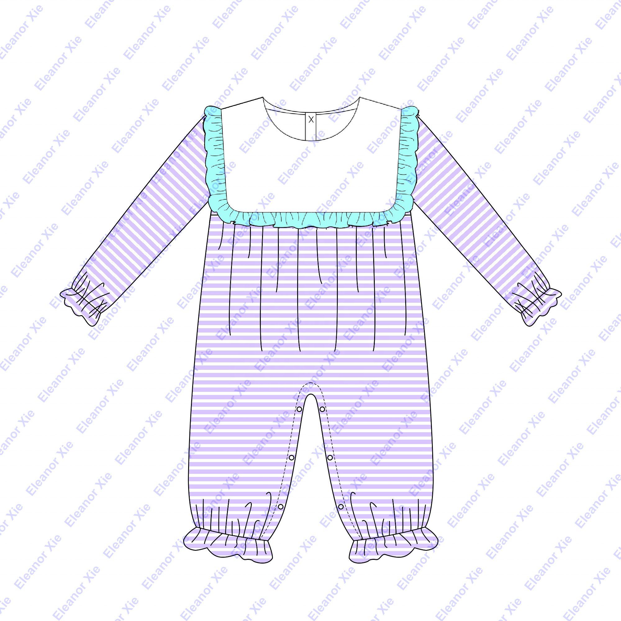 2025 Easter lemon stripes square collar baby girl clothes long sleeve spring ruffled newborn toddler girls baby rompers