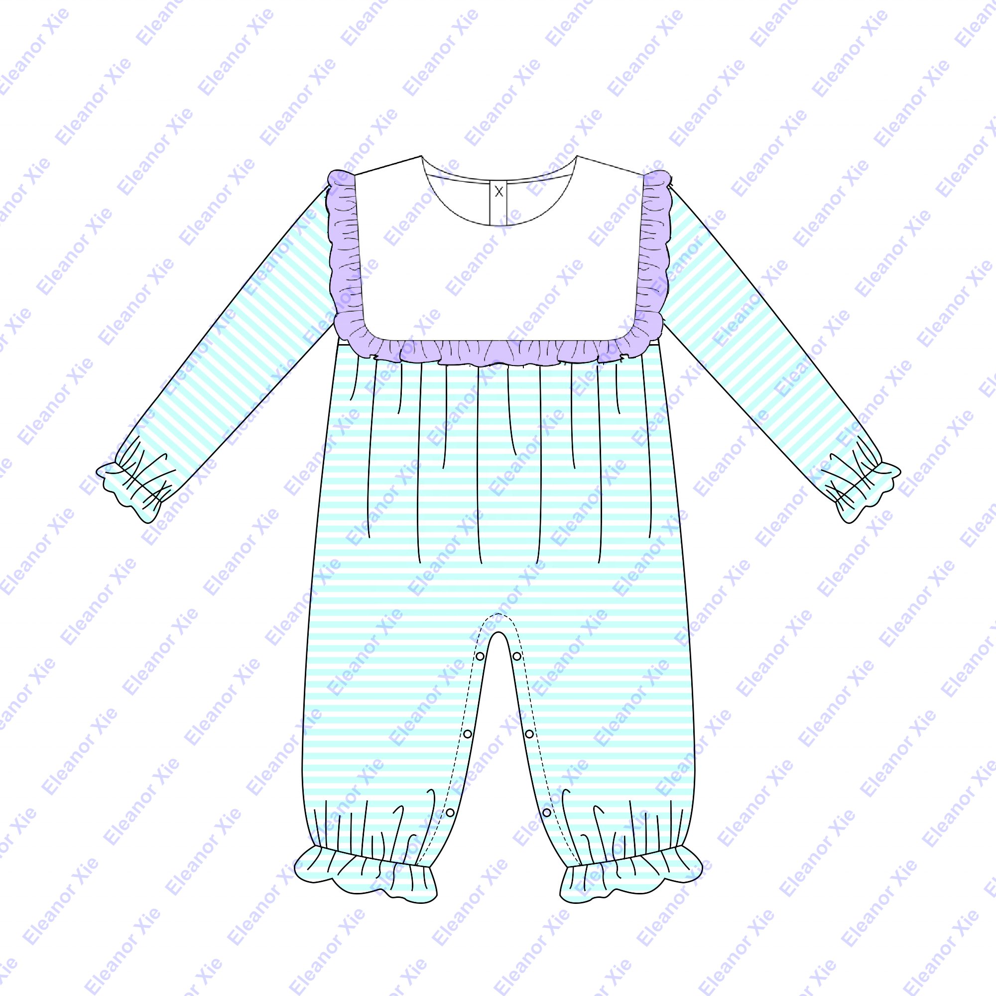 2025 Easter lemon stripes square collar baby girl clothes long sleeve spring ruffled newborn toddler girls baby rompers