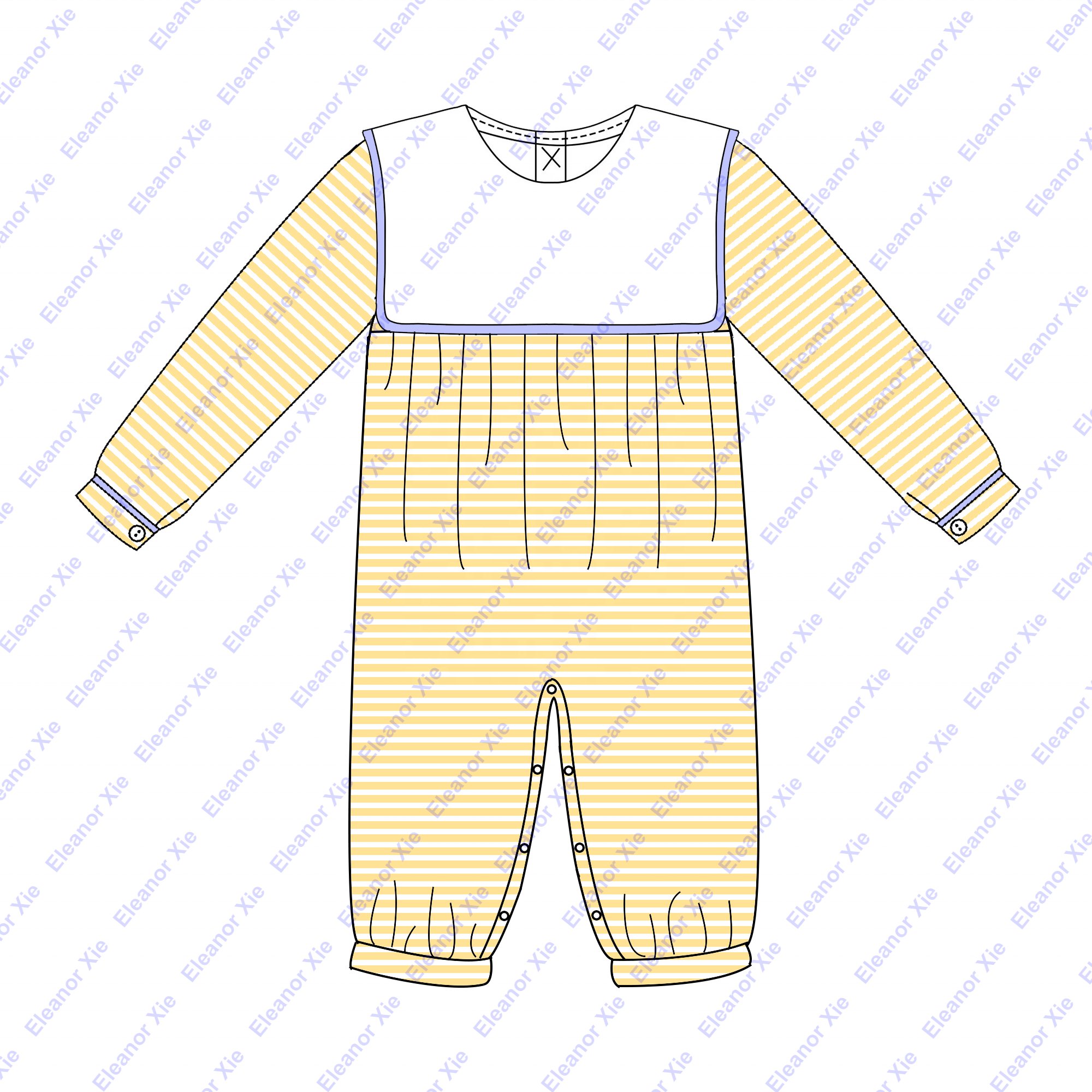2025 Easter lemon stripes square collar baby girl clothes long sleeve spring ruffled newborn toddler girls baby rompers