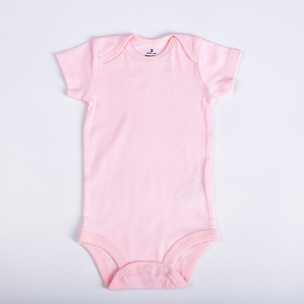 Wholesale customized color 100% cotton solid color short sleeves baby romper for summer