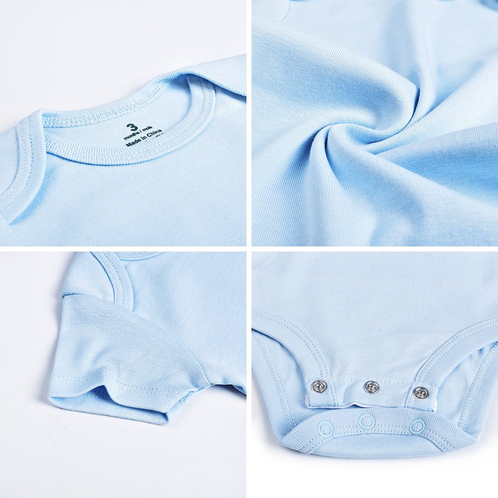 Wholesale customized color 100% cotton solid color short sleeves baby romper for summer
