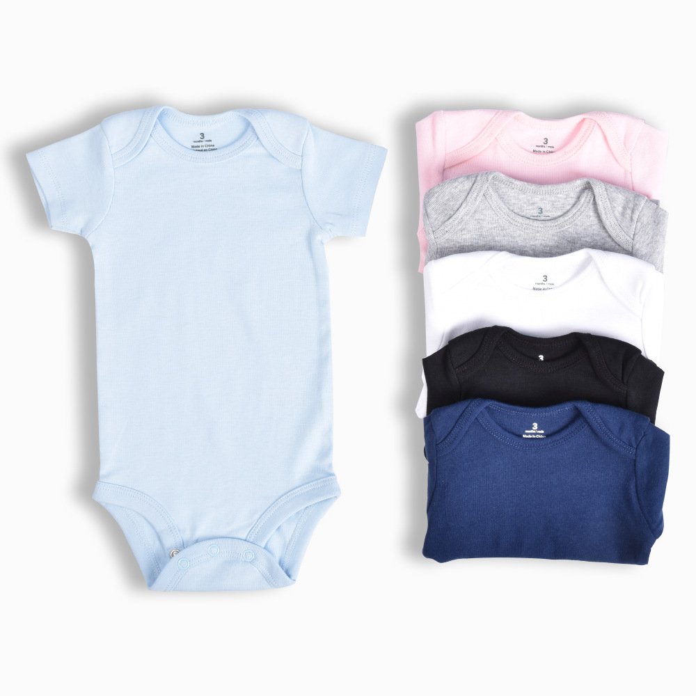 Wholesale customized color 100% cotton solid color short sleeves baby romper for summer