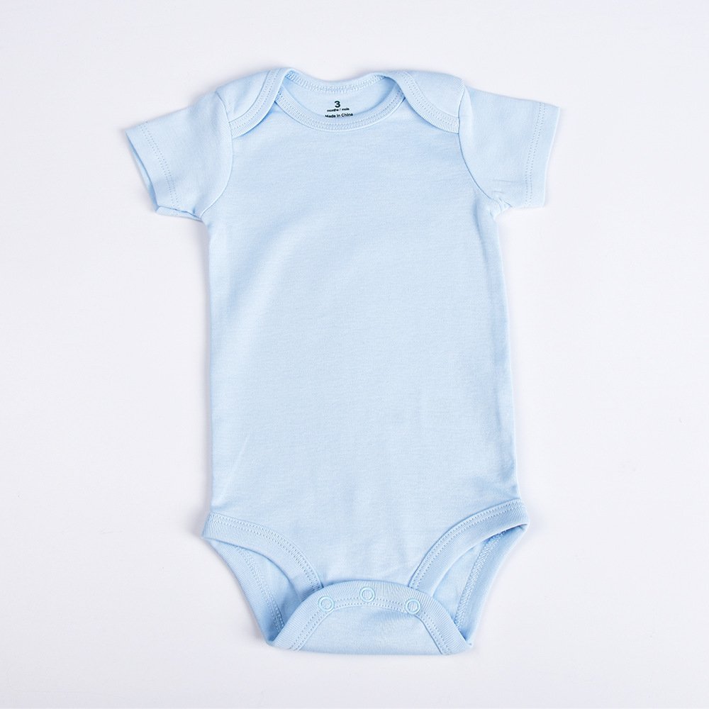 Wholesale customized color 100% cotton solid color short sleeves baby romper for summer