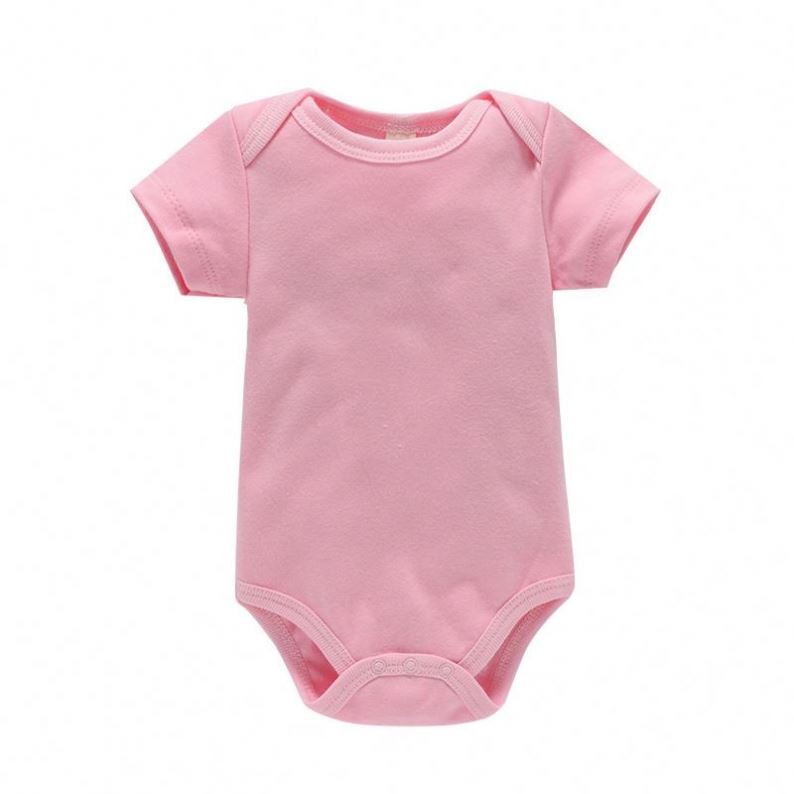 Summer 100% Cotton New Born Newborn Boys Girls Rompers Short Sleeve Pure Color Jumpsuits Baby Clothes Romper