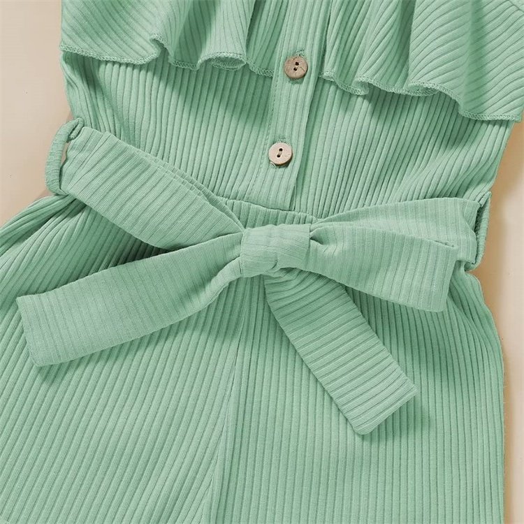Ribbed Knitted Toddler Romper Summer Infant Baby Girls Boys Solid Sleeveless Buttons Suspender Jumpsuit
