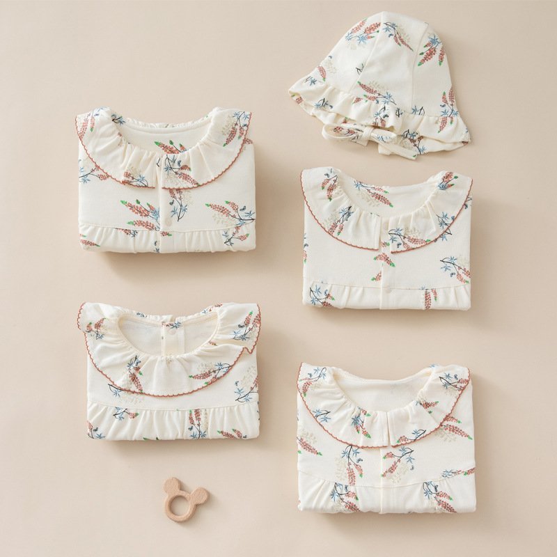 Wholesale Custom Organic Cotton Clothing Button Baby Rompers Wholesale Baby Boy's And Girls' Autumn Baby Rompers