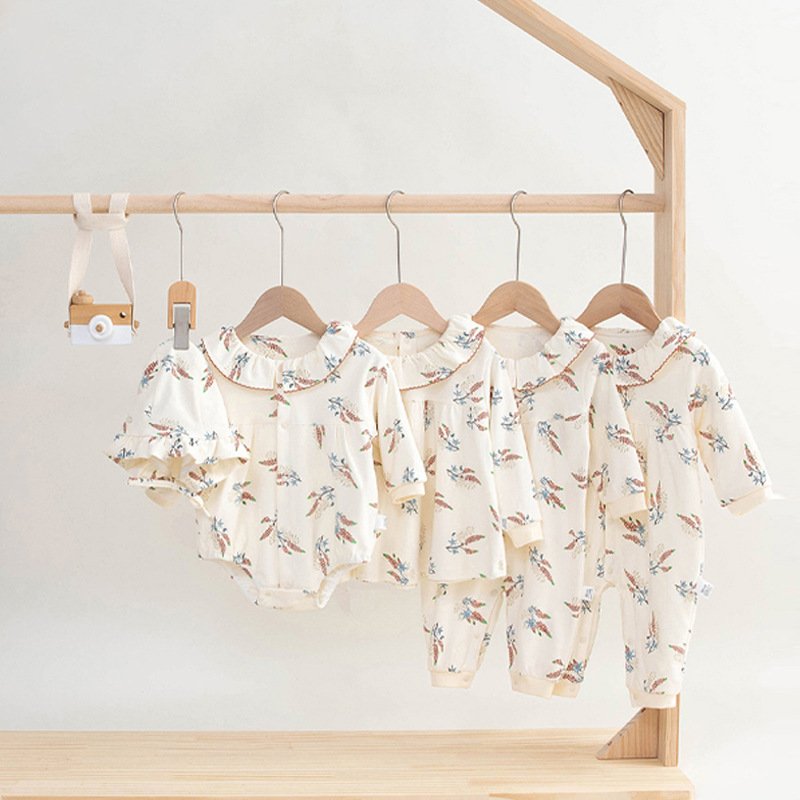 Wholesale Custom Organic Cotton Clothing Button Baby Rompers Wholesale Baby Boy's And Girls' Autumn Baby Rompers
