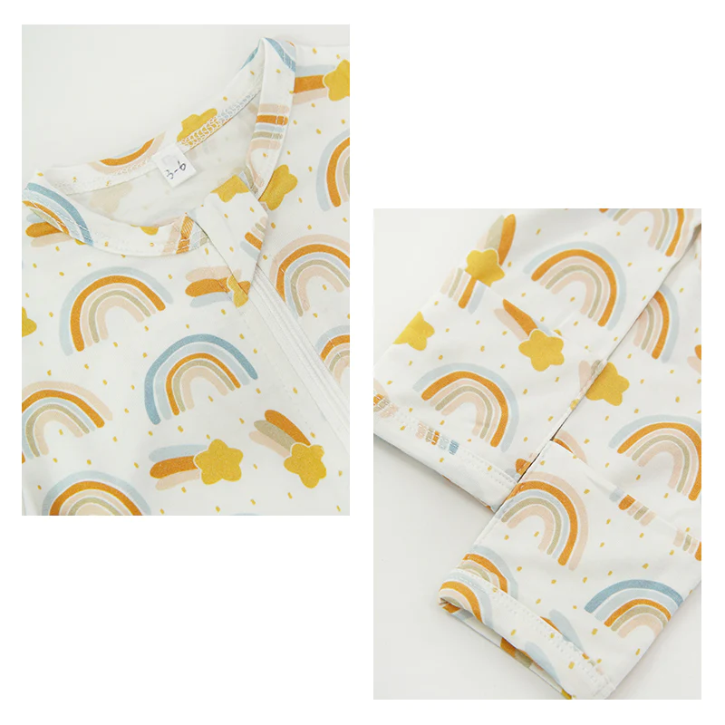 Newborn Baby Clothes Pyjamas Custom Onesie Organic Cotton Long Sleeves Bamboo Footie Zipper Baby Rompers