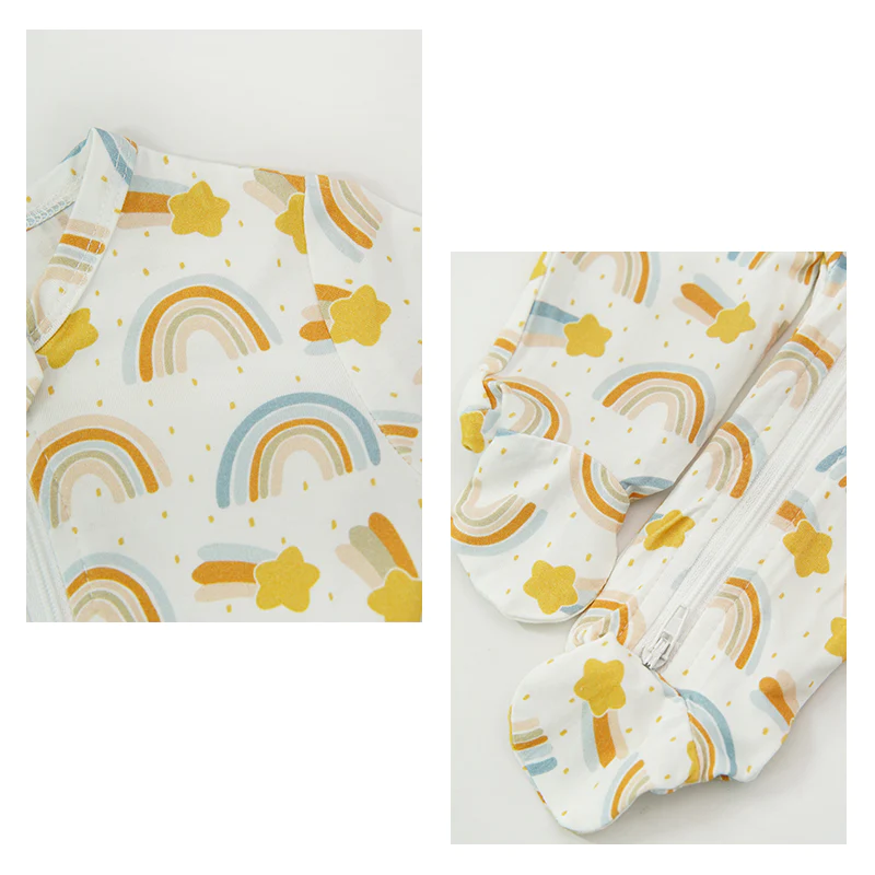 Newborn Baby Clothes Pyjamas Custom Onesie Organic Cotton Long Sleeves Bamboo Footie Zipper Baby Rompers