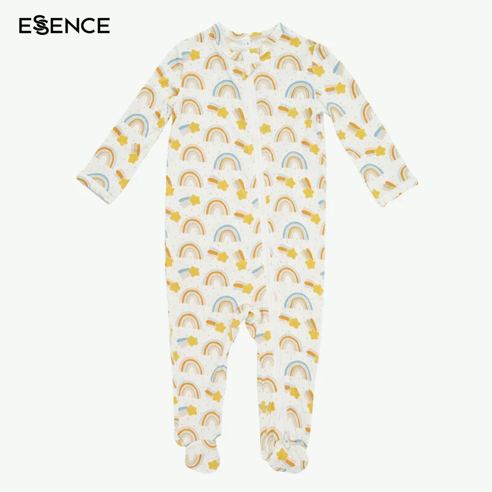 Newborn Baby Clothes Pyjamas Custom Onesie Organic Cotton Long Sleeves Bamboo Footie Zipper Baby Rompers