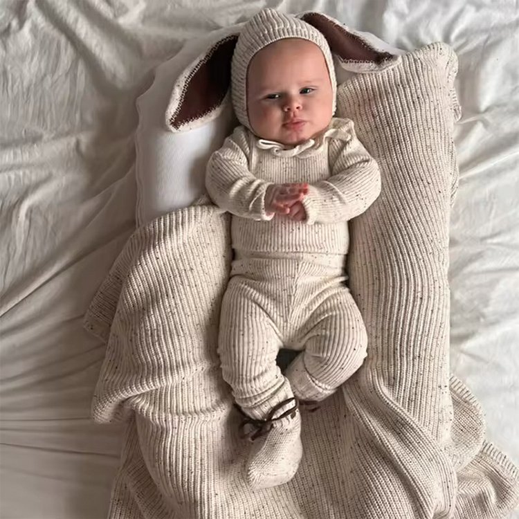2024 Custom Baby Girls' Clothes Romper Onesies Newborn Spring Striped Long Sleeve Organic Cotton Knit Baby Romper