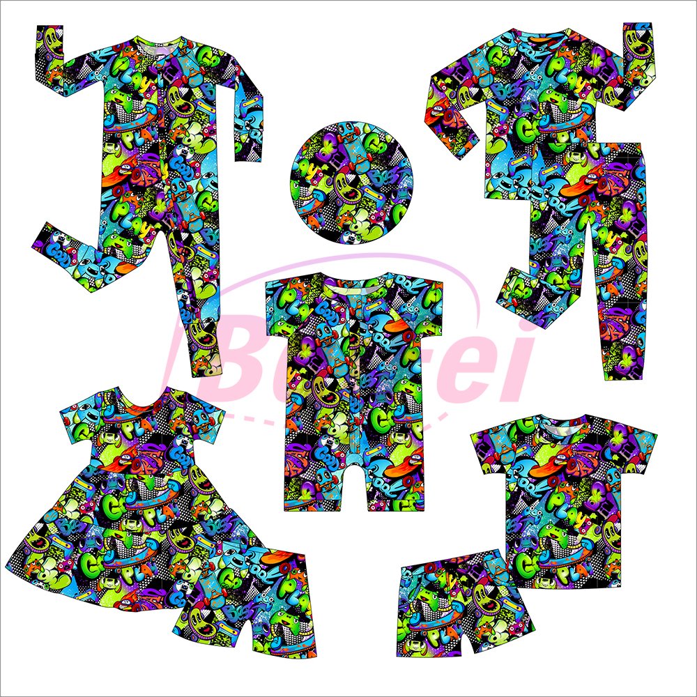 Custom OEM 95% Bamboo Viscose 5% Spandex Baby Romper Clothes with OEKO Reactive Digital Printing Pajamas