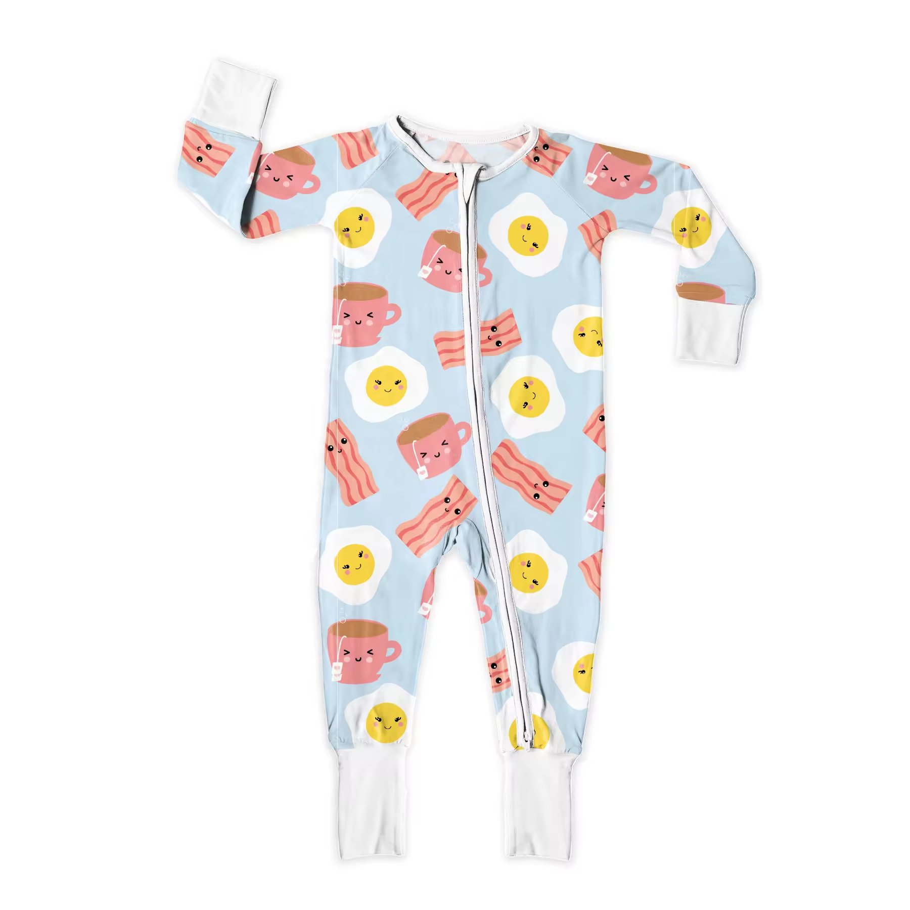 2024 Custom Print Custom Soft Christmas Print Double Zipper Bamboo Fibers Viscose Baby Romper Bamboo Pajamas Sleepwear Rompers