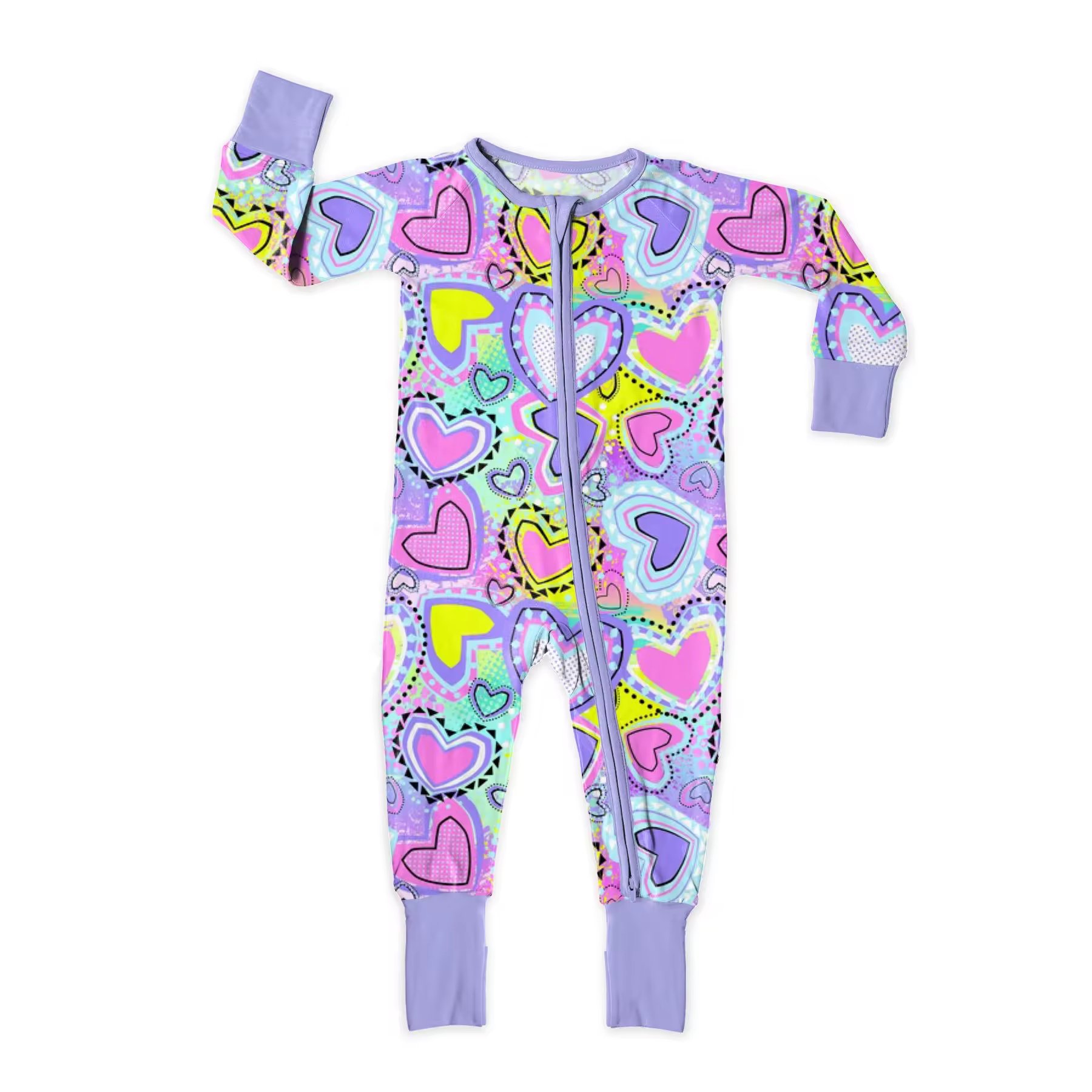 2024 Custom Print Custom Soft Christmas Print Double Zipper Bamboo Fibers Viscose Baby Romper Bamboo Pajamas Sleepwear Rompers
