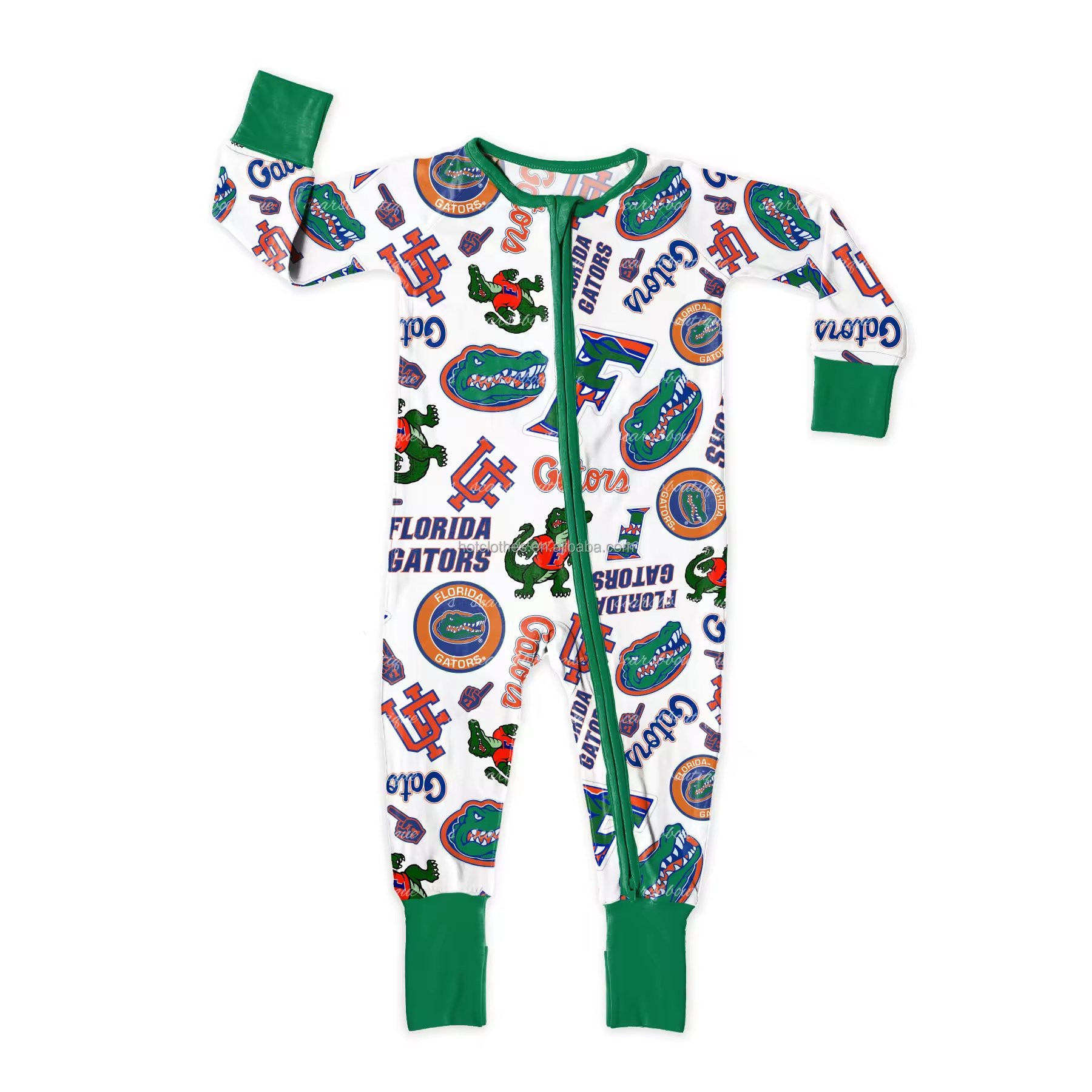 2024 Custom Print Custom Soft Christmas Print Double Zipper Bamboo Fibers Viscose Baby Romper Bamboo Pajamas Sleepwear Rompers