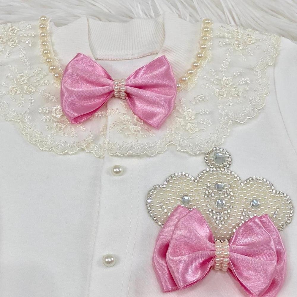 3 Pieces Cotton Fabric Knitted Wholesale Custom Newborn New Design Modern Clothes High Quality Luxury Pink Baby Girl Romper Set
