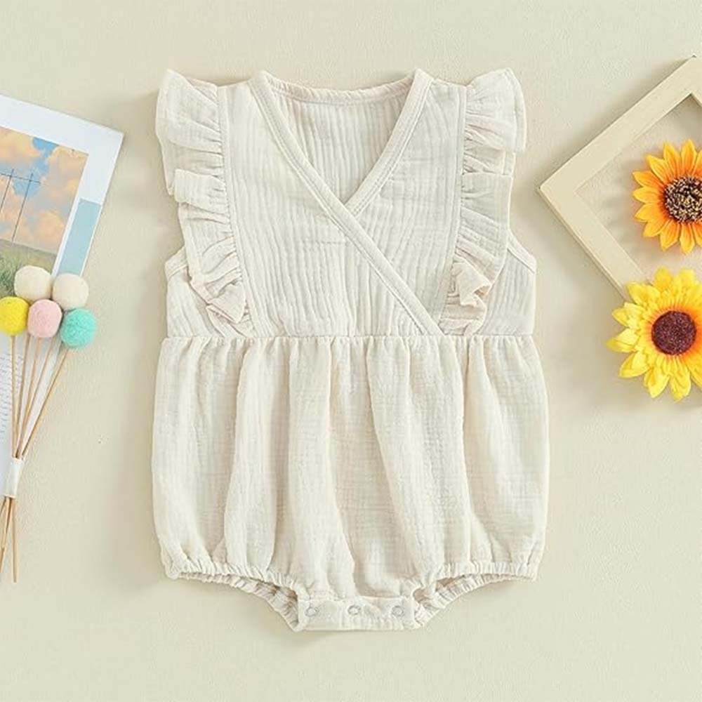 Wholesale Baby Clothing Solid Color Cotton Sleeveless Summer Baby Romper
