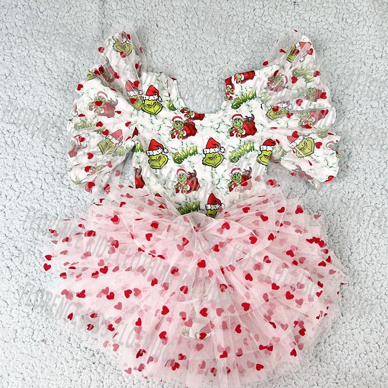 DH ODM mameluco de las ninas new hot sell christmas flutter sleeve girls leo baby rompers wholesale