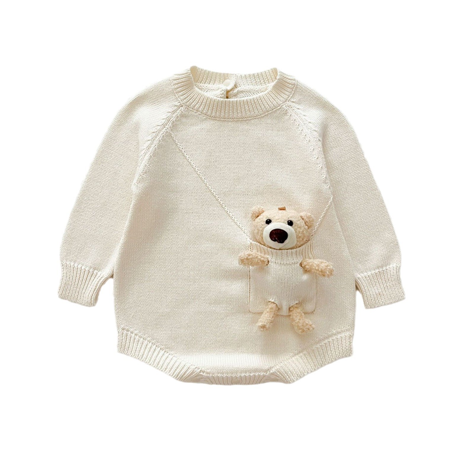 2024 autumn infant clothes boys and girls baby long-sleeved knitted baby romper suit triangle fart clothes