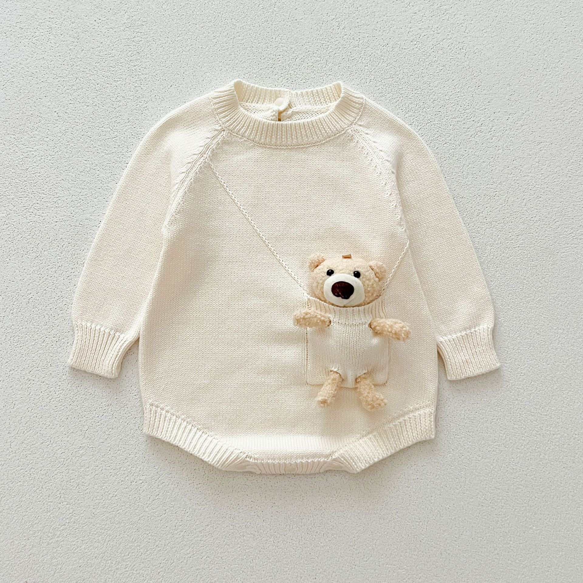 2024 autumn infant clothes boys and girls baby long-sleeved knitted baby romper suit triangle fart clothes