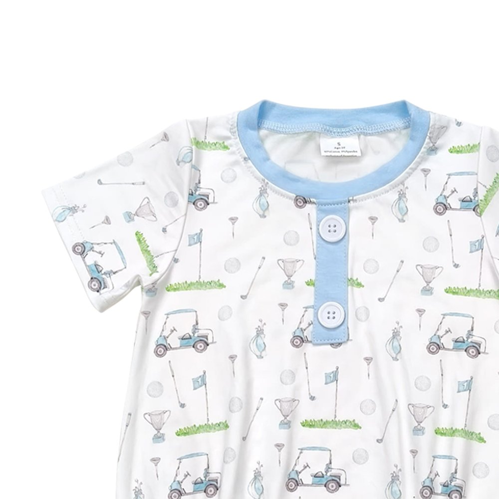 Infant baby boy short sleeve golf game day sports romper wholesale kids boutique clothes factory price toddle baby romper