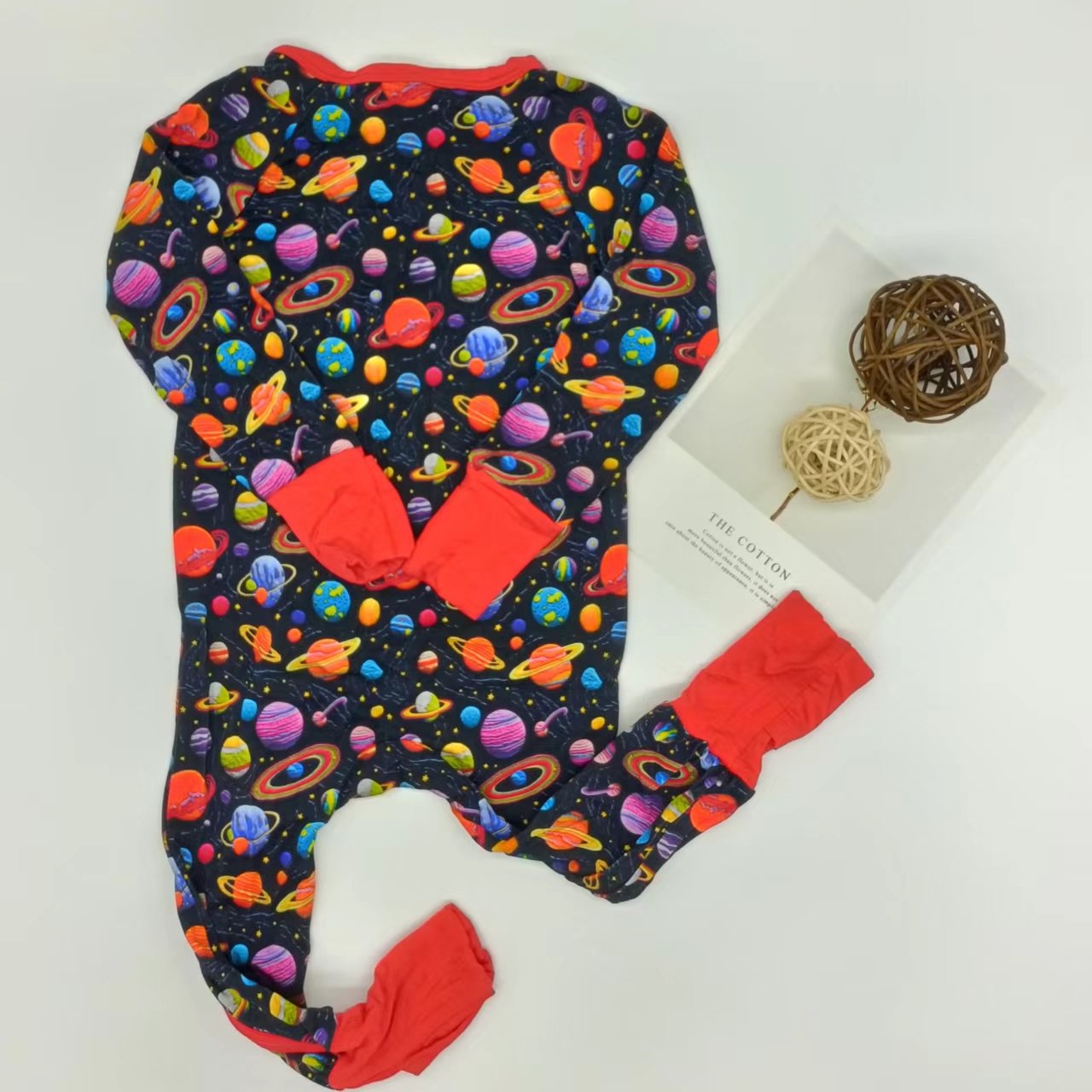 Popular design children jumpsuit little cute universe printed toddler romper for baby boutique