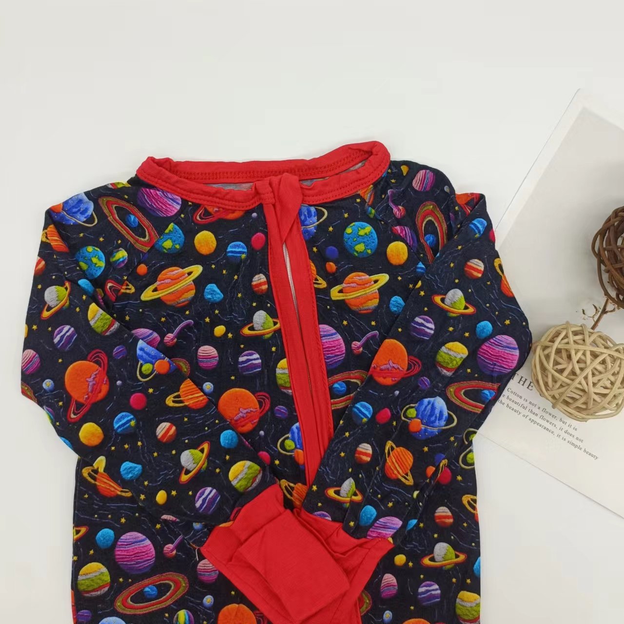Popular design children jumpsuit little cute universe printed toddler romper for baby boutique