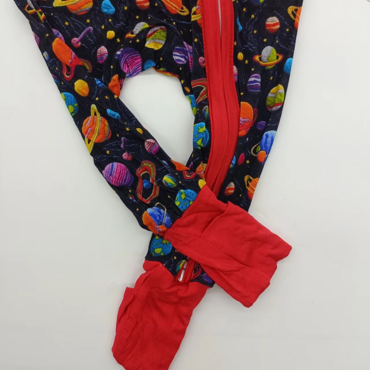 Popular design children jumpsuit little cute universe printed toddler romper for baby boutique