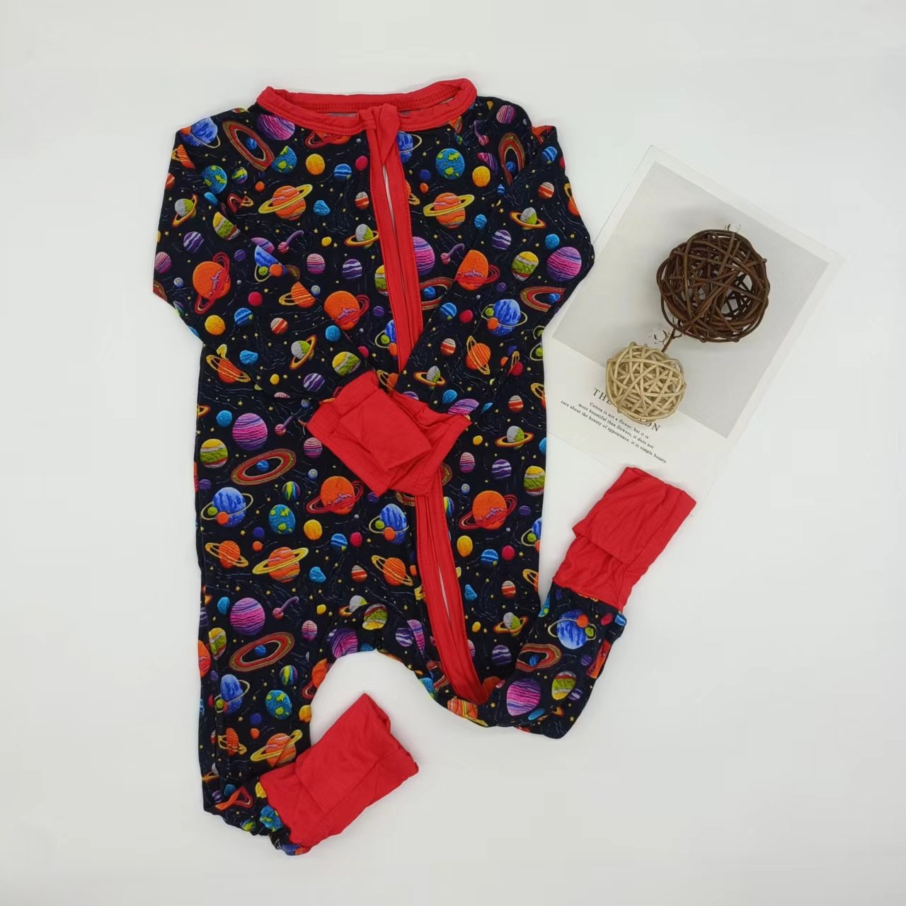 Popular design children jumpsuit little cute universe printed toddler romper for baby boutique