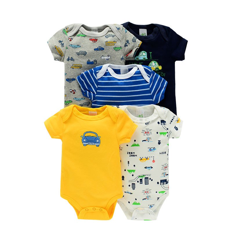 summer children wear newborn baby romper boy and girl rompers short-sleeve kids clothes 5 piece sets cotton knit baby jumpsuit