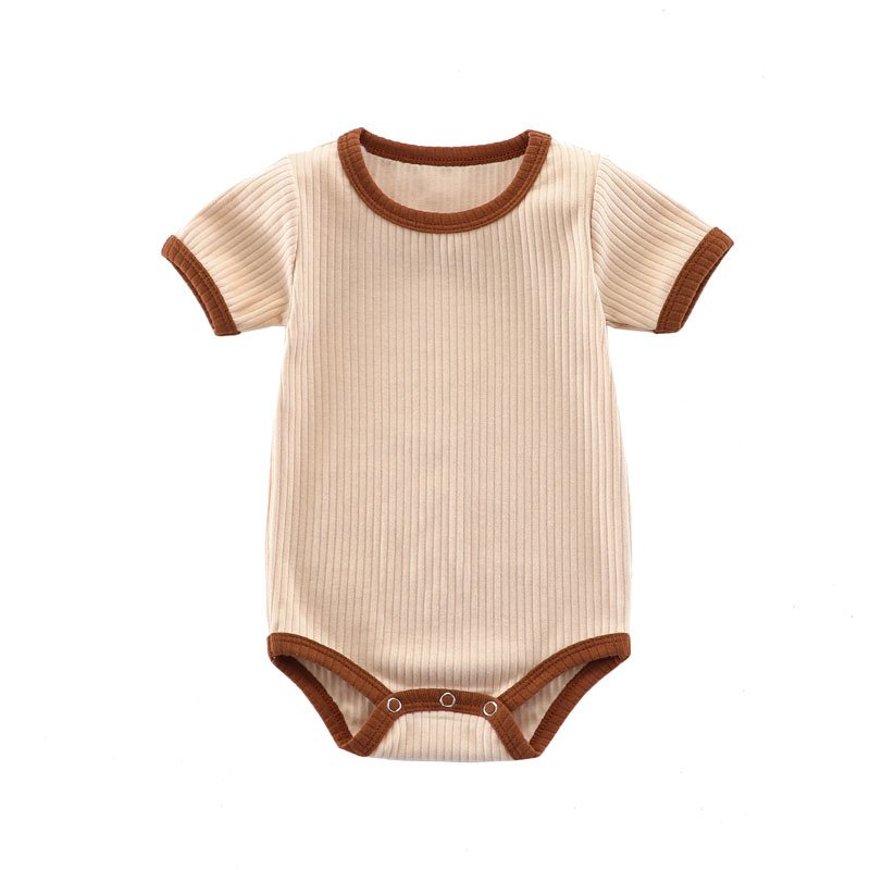 Newborn Short Sleeve Romper Rib Cotton Blank Baby Girls Outfit Baby Knit Romper For Baby Girls And Boys
