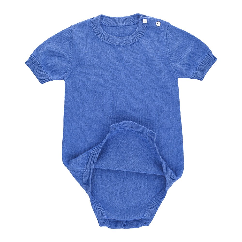 custom spring summer 100% cotton plain baby romper knitted newborn baby clothes short sleeve jumpsuit