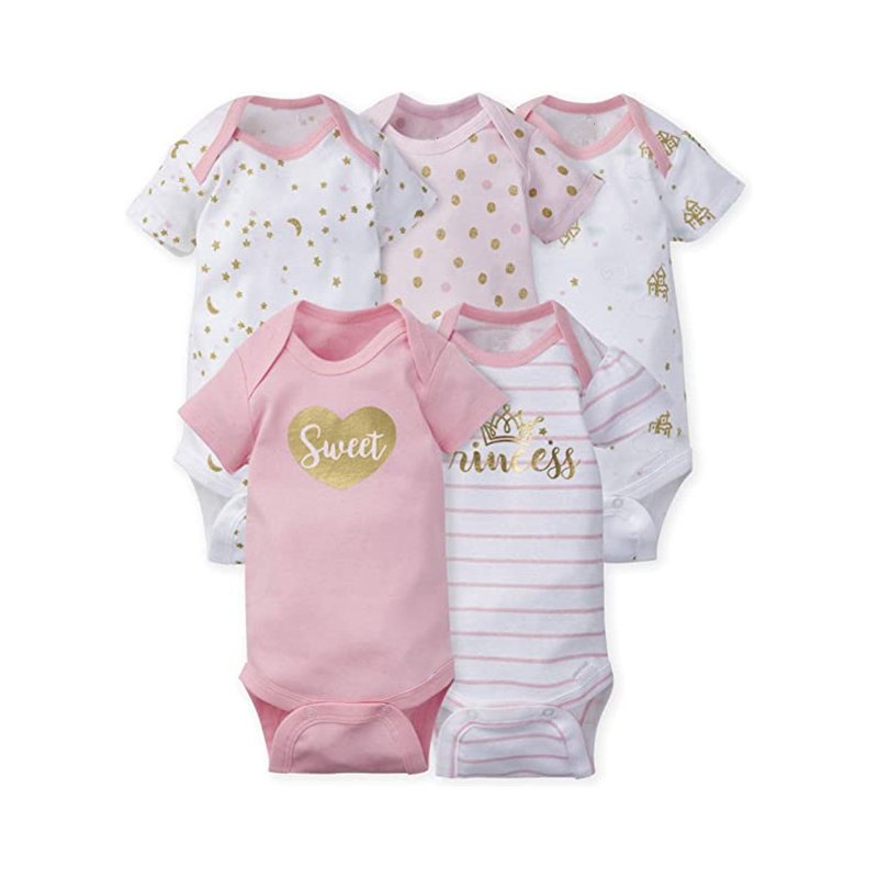 Breathability and Comfort Baby Girls Rompers Organic Cotton Baby Clothes Infant Short Sleeve Bodysuits Knitted Winter Rompers