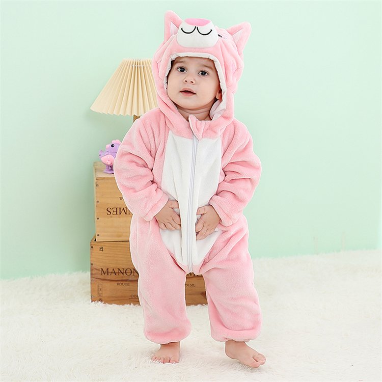 MICHLEY Wholesale Infant Animal Jumpsuits Girls Zipper Pajamas Clothing One Piece Winter Boy Baby Rompers