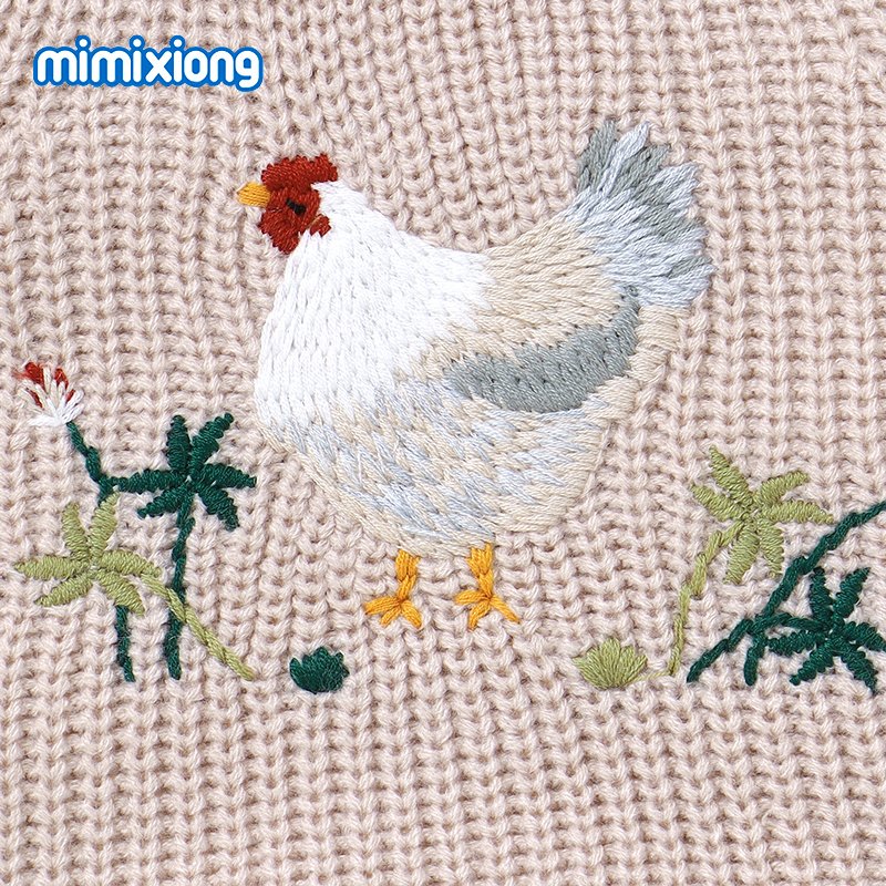 mimixiong Baby Romper Hand-Embroidered Knitted Sleeveless Baby Rompers Hen Infant Baby Jumpsuit