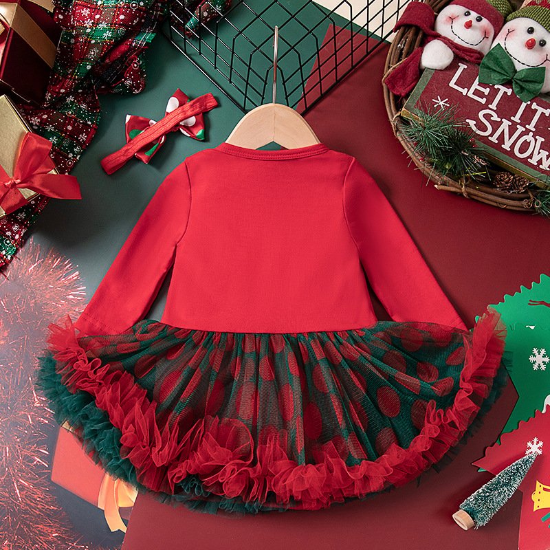My First Christmas romper 2024 fashion baby girls long sleeve tulle dress baby new year clothes