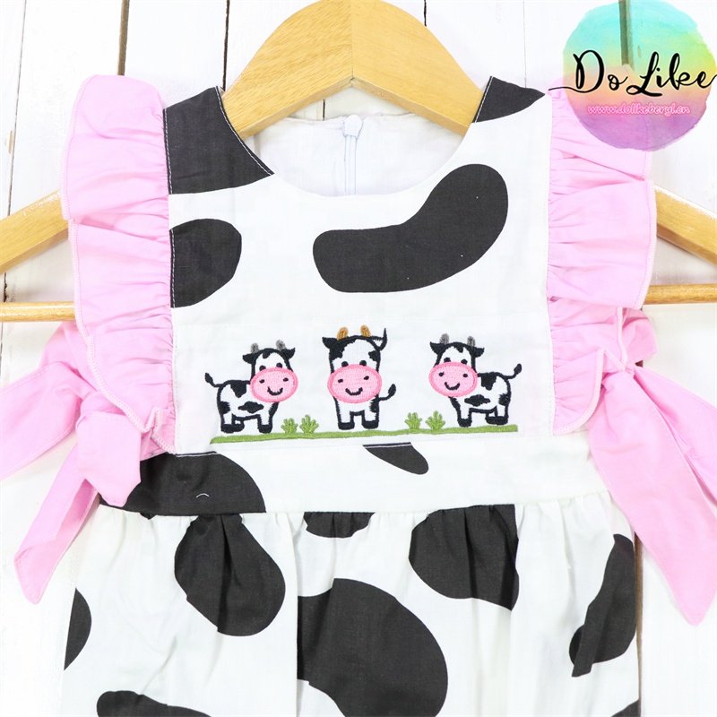 Comfortable printing cow embroidered baby romper infant girls clothing beautiful girl wear children jumpsuits