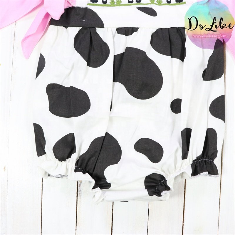 Comfortable printing cow embroidered baby romper infant girls clothing beautiful girl wear children jumpsuits