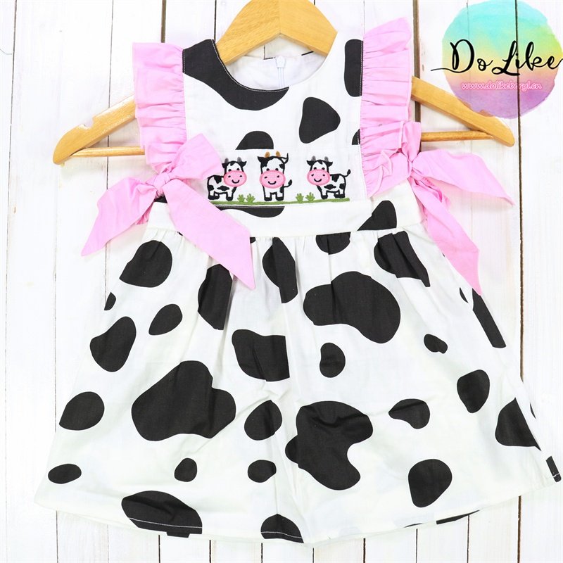 Comfortable printing cow embroidered baby romper infant girls clothing beautiful girl wear children jumpsuits