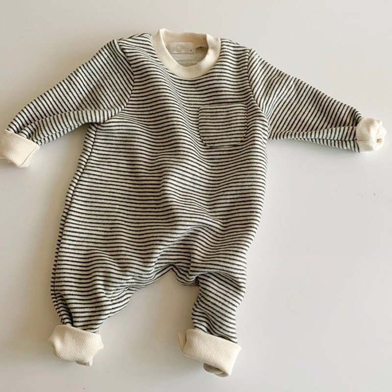 0-24 Months Baby Clothes 100% Cotton Newborn Rompers Stripe Long Sleeve Toddler Jumpsuits OEM Service Unisex