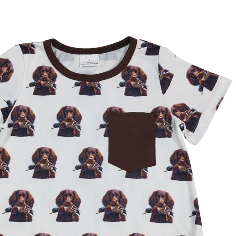 Brown dog and duck Printed Romper For Infant boys short Sleeve one-piece Bodysuit summer overalls wholesale