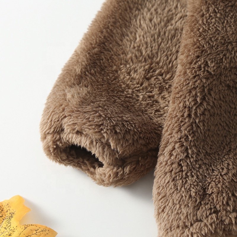 Ins baby autumn and winter clothes velvet cute infant hooded bear jumpsuit warm baby long sleeve romper