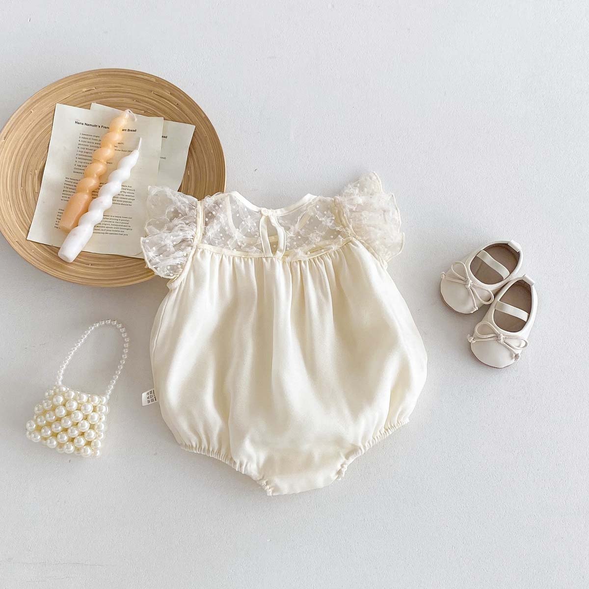 2024 Summer New Style Baby Romper Lace Fashion Solid Color Bow Newborn Baby Clothes Princess Baby Jumpsuit