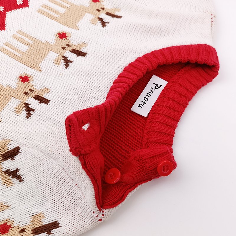 Pinuotu Baby Knitted Romper Custom Cartoon Holiday Christmas Kids Onesies Winter Clothes Children Knit Romper Jumpsuits