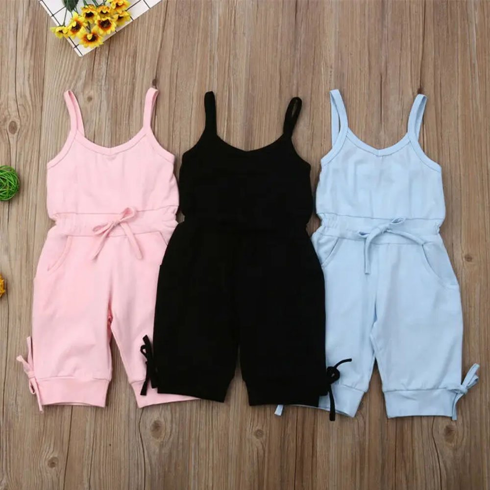 Conyson Summer Fashion Baby Girls Bow Vest Tank Romper Jumpsuit Toddler Kids Girls Suspenders Sleeveless Bow Jumpsuit Outfits